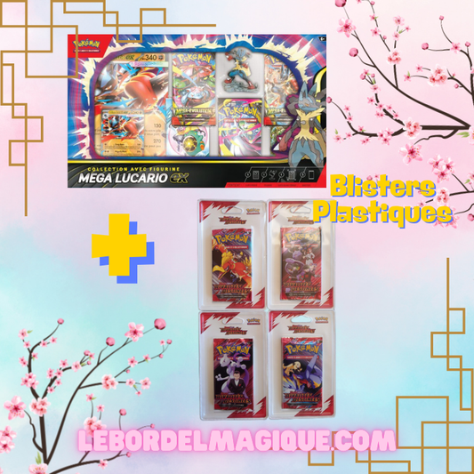 Lot Coffret Collection avec figurine Méga-Lucario EX + ArtSet EV10 Blisters Plastiques