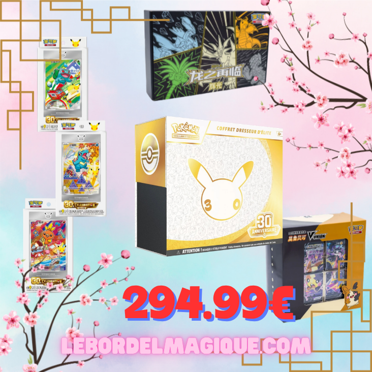 Lot 3 : ETB 30th FR + 1 Coffret Morpeko VMAX + 1 Coffret Return of the Dragon Ultra Necrozma + 3 coffret 1st partners